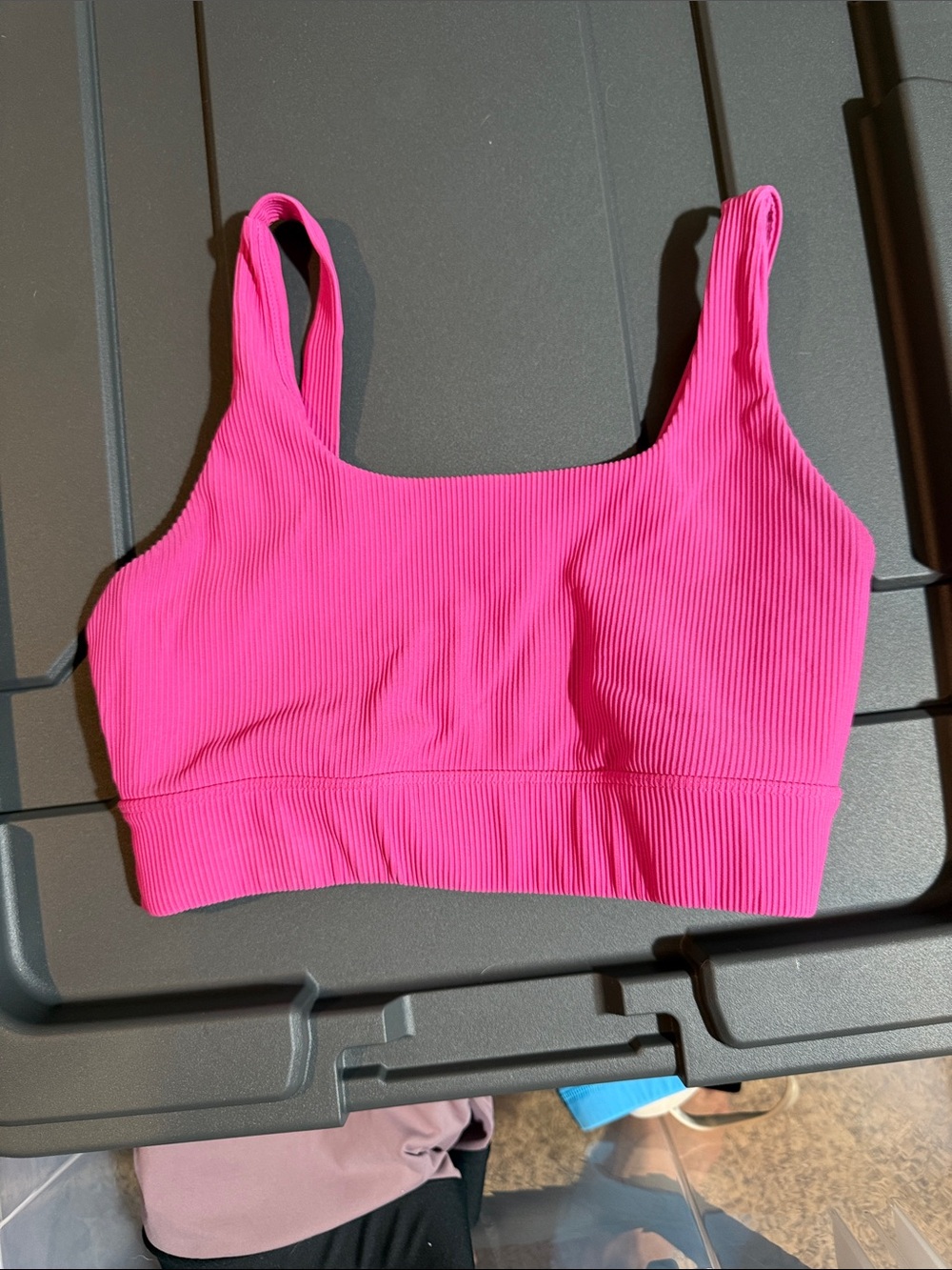 Zyia Ribbed Hot Pink Scoop Sports Bra